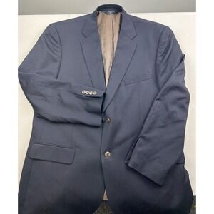 Joseph & Feiss Gold Two Button‎ Blazer Wool Navy Blue Sport Coat Jacket 46R